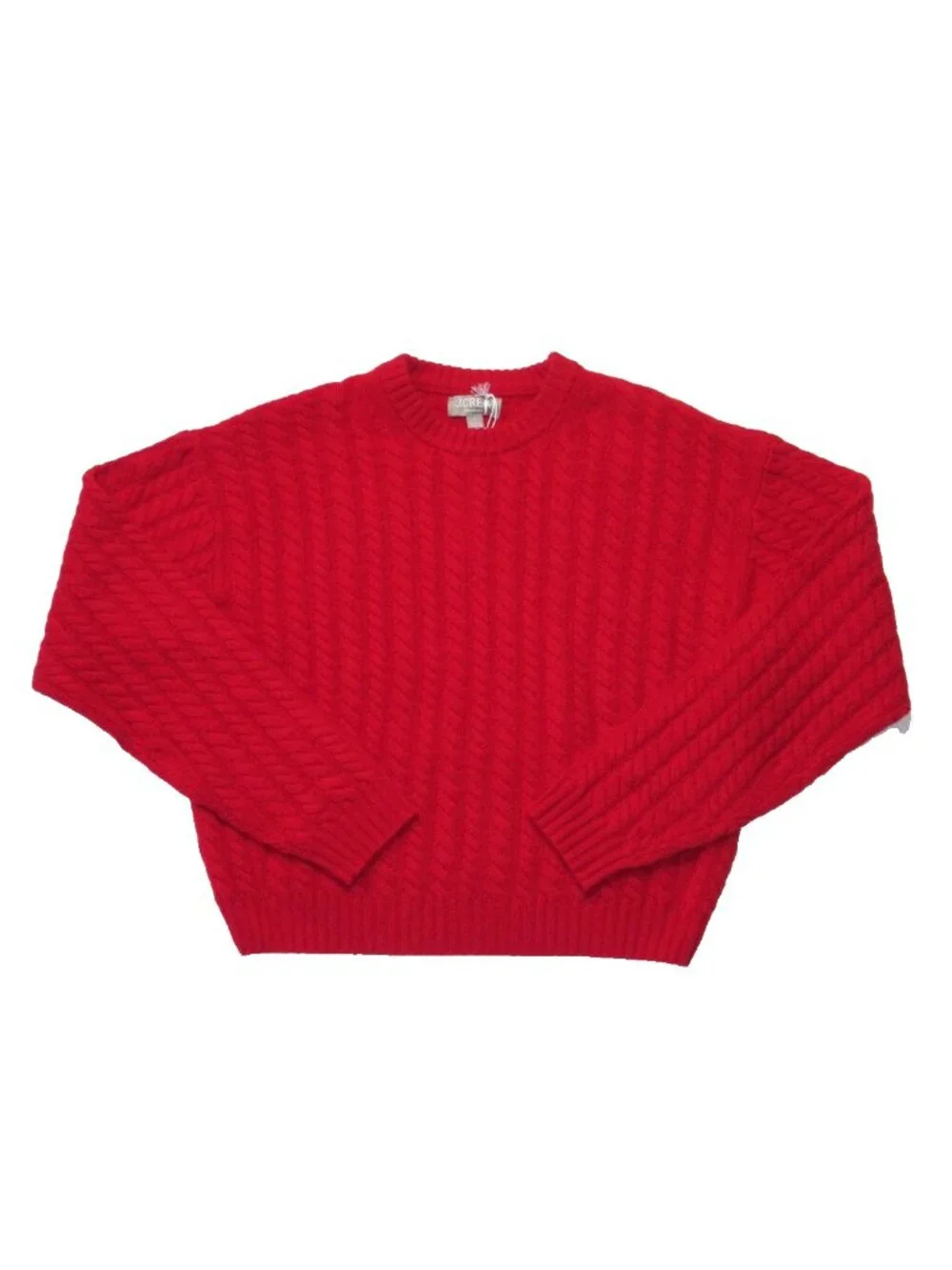 NWT J.Crew Perfect Cashmere Cable-knit Crewneck Sweater in Radiant Ruby Red S